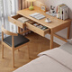 LUOSEN solid wood desk computer desk student study desk Nordic home office desk thickened desktop 0.9 walnut color