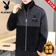 Playboy Woolen Coat Men's Short Jacket Autumn and Winter New Stand Collar Plus Velvet Embroidered Casual Jacket Woolen Windbreaker Black - Warm - Quality Guaranteed Thickened XS Small Gifts