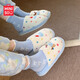 MINISO colorful dot dog cartoon fun furry home shoes for women autumn and winter cute cotton slippers confinement shoes white powder 38-39