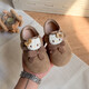 Girls' Birkenstock Shoes 2025 Autumn and Winter New Children's Shoes for Small and Medium-sized Children and Baby Small Leather Shoes Retro Soft Soled Bean Shoes Khaki Color Size 28 Inner Length Approximately 17.2CM