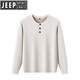 JEEP SPIRIT Heavy New Chinese Henley Collar Long Sleeve T-shirt Men's Autumn Velvet Thickened Layer Bottoming Shirt Wool Sweater PY39-Khaki M 90-130Jin Jin is equal to 0.5 kg