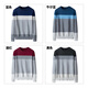 JEANSWEST Knitted Sweater Men's Autumn and Winter Round Neck Color Block Thickened Cotton Warm Sweater Versatile Casual Pullover Bottoming Sweater for Men