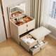 Small apartment solid wood dressing table bedroom modern simple high-end folding stool drawer two-in-one dressing table delivery upstairs + installation package solid wood material 1.6 thick back plate white 78cm + smart LED mirror + wheeled makeup stool