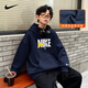 NIKE Nike Boys Hooded Sweatshirt with Velvet 2025 New Autumn and Winter Girls' Clothing Big Children's Thickened Top to Keep Warm in Winter Indigo 2233 Velvet and Thickened High Weight 160/L Recommended Height 152-158cm