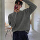 Semir Heavy Industry Knitted Twist Henley Neck Sweater Men's Spring and Autumn New Korean Style Lazy Loose Pullover Sweater Gray Gray XL