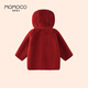 Mami Maca (MOMOCO) children's coat winter girls' coat velvet sweet fashion love woolen coat red 130