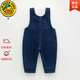 G.DUCKKIDS baby denim overalls autumn and winter plus velvet cute little bear jumpsuit for boys and girls without falling off the shoulders trendy baby cotton pants blue 90