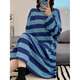 
Yalu nightgown for women in spring and autumn pure cotton long-sleeved internet celebrity style striped pajama dress 2025 new winter style can be worn outside J16864 black and white striped round neck nightgown XL [Pajamas are different from ordinary clothes sizes]