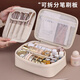 Cosmetics partition storage bag, portable large-capacity cosmetic bag, light luxury high-end travel special portable toiletry bag, milky white, 24*9*17.5cm, extra large size, 50% expansion, extra large capacity/more partitions