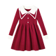 ASK JUNIOR Girls Skirt 2025 Winter Warm Double Lapel Contrast Color Knitted Princess Skirt New Year Red Dress