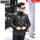 BOSS Haining Genuine Leather Jacket Men's 2025 New First Layer Sheepskin Korean Style Leather Jacket Business Casual Jacket Black S 165 Suitable for 120 Jin Jin equal to 0.5 kg or less