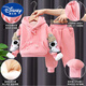 Disney (Disney) Girls Autumn and Winter Suit New Style Young and Middle-aged Children's Fashionable Velvet Thickened Sweatshirt Two-piece Set Fashionable Winter Clothes for Baby Girls Pink Suit 110 cm