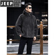 JEEP SPIRIT Reversible 100% Genuine Wool Sheep Shear Coat Men's Fur One-piece Lamb Fur Jacket Hooded Thick Tan M 100-120Jin Jin equals 0.5 kg