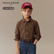 Teenie Weenie Kids 25-year-old preppy long-sleeved plaid shirt for boys and girls, burgundy 160 cm