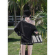 Dupipitao original relaxationism casual sports style black sweatshirt suspender top three-piece set suspenders + shorts L