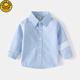 G.duck children's long-sleeved shirt 2026 spring and autumn new lapel pure cotton white shirt boy baby casual thin shirt hot sale white sleeve striped shirt 90 cm