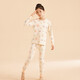 
Red bean pure cotton autumn clothes and autumn pants thin style men and women middle-aged children autumn and winter thermal underwear set children's A-class cotton sweater pajamas H4M1034 cream 160