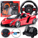 Lingyu remote control car electric rechargeable four-wheel drive car drop-resistant high-speed drift racing sports car boy children's toy model technology black Lambo gift box own 3.7v battery + charging cable cable