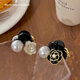 Xiao Panda 2025 New Retro Camellia Pearl Mini Small Clip Female Bangs Broken Hair Clip Princess Hair Card Headdress White Camellia + Pearl Pair
