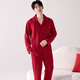 FENTENGCARE FENTENGCARE Couple's Large Size Spring and Autumn Pure Cotton Red Wedding Home Clothing Women's Style with Breast Pad-3XL