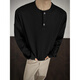 Pierre Cardin sweatshirt men's t-shirt bottoming shirt 2025 autumn new Henry collar long-sleeved trendy casual basic style versatile black 2XL