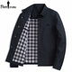 Biyinlefen 2025 spring and autumn new men's jacket middle-aged business casual solid color lapel jacket top black NJ/252281 L 175