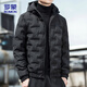 ROMON down jacket men's winter outdoor warm hooded versatile casual high-end jacket top men's 886 black XL