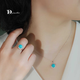 Yiqi 2025 new 18k white sleeping beauty turquoise high porcelain high blue earrings pendant ring set 18k white pine ring ring number 14