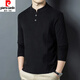 Pierre Cardin autumn and winter double-sided velvet bottoming shirt for men, Henry collar, trendy and versatile, long-sleeved T-shirt, stand-up collar sweatshirt for men, black 2XL (recommended 150-170Jin Jin equals 0.5kg)