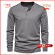 Yalu 2025 new autumn casual European size Henry collar long-sleeved T-shirt men's slim sports bottoming shirt men's white XS