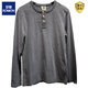 ROMON cotton three-button Henry collar long-sleeved T-shirt men's spring and autumn loose bottoming shirt American Ami khaki casual top Iron Gray M 100-120Jin Jin is equal to about 0.5 kg