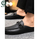 
Woodpecker spring and autumn leather men's shoes breathable trendy casual lazy shoes one-foot bean shoes men's low-top loafers YL-D898 brown 43