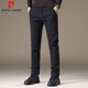 Pierre Cardin business casual pants for men in autumn and winter, trendy thickened woolen pants for middle-aged and young people, men's elastic trousers, black 33
