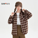 Sanfu (SANFU) langes Hemd 2025 Winter einfache Reverstasche Mode lose karierte Top Damen 512983 Ka Ge S