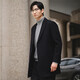 Angel Bird mid-length woolen coat men's business casual pure wool coat KEBS253031U Obsidian Black L-48