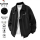 Woodpecker Jacket Men's Autumn and Winter Trendy American Loose Workwear Flight Jacket Men's Lapel Versatile Casual Top Black XL