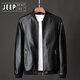 JEEP SPIRIT Jeep Brand Men's Haining Velvet Leather Jacket Men's Large Size Men's Jacket Imitation Sheep Leather Jacket Cycling Motorcycle 817 Black XL
