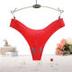 Hot Selling Cotton Bottom Thong Women's One Piece Ice Silk Seamless Adhesive Solid Color Briefs 2051 White One Size