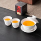 Suet-fat jade white porcelain Kung Fu tea set household infusion bowl teacup ceramic high-end complete set Mid-Autumn Festival gift box 10-head Xia Feng Yuanshan covered bowl six-cup Chinese gift orange box