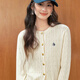 Shifanli (SEIFINI) Meng Ziyi's same style Shifanli embroidered cable knitted cardigan 25 autumn new soft and waxy comfortable old money sweater cardigan off-white S