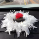 Yusenyi new white car ornaments creative rose feather car anti-slip mat center console car interior decoration dry rose black + white bubble double layer large feather cushion large + wedding dress party
