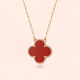 Fafanxi light luxury 18k gold four-leaf clover necklace for women rose gold and red agate pendant 520 Chinese Valentine's Day birthday gift for girlfriend rose gold and red agate 13mm