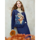 Two or three things about Van Gogh's literary and artistic light years and shadows 2025 winter new oil painting pattern tassel asymmetric hem sweater for women dark blue S