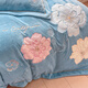 Mercury series home textiles 2025 new solid color embroidered floral milk velvet four-piece set for winter warmth plus velvet double-sided thickening Daisy-baby blue bed sheet style 1.5m four-piece set