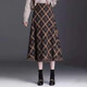 Pierre Cardin tassel raw edge autumn and winter thickened retro plaid skirt A-line high waist slimming large hem mid-length casual skirt coffee color L recommended 110-120Jin Jin equals 0.5 kg