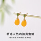 Fat Donglai's same beeswax earrings for women, amber earrings, chicken fat yellow earrings, water drops, natural autumn and winter retro metaphysics, natural chicken fat yellow beeswax, golden earrings