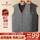 梦特娇（MONTAGUT）秋冬季中老年背心马夹男士加厚保暖外套宽松坎肩外穿爸爸装 浅灰色【加绒马甲】 加厚 2XL 建议115-135斤穿