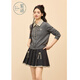 Zihan (ZIHAN) Zihan plaid shirt collar knitted cardigan A-line pleated skirt upper and lower two-piece suit for women 2025 winter new style Yuandai Gray XS
