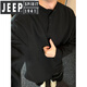 JEEP SPIRIT Light Luxury 2025 Spring and Autumn Feeling Waffle Henley Collar Long Sleeve Shirt for Men in Spring Lazy Style Sweater, Black 3XL