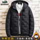 Crocodile (Aymoy) clothing men's winter casual thickened white duck down hooded winter jacket slim sports cotton clothes 9222 black 3XL (140-155Jin Jin equals 0.5kg)